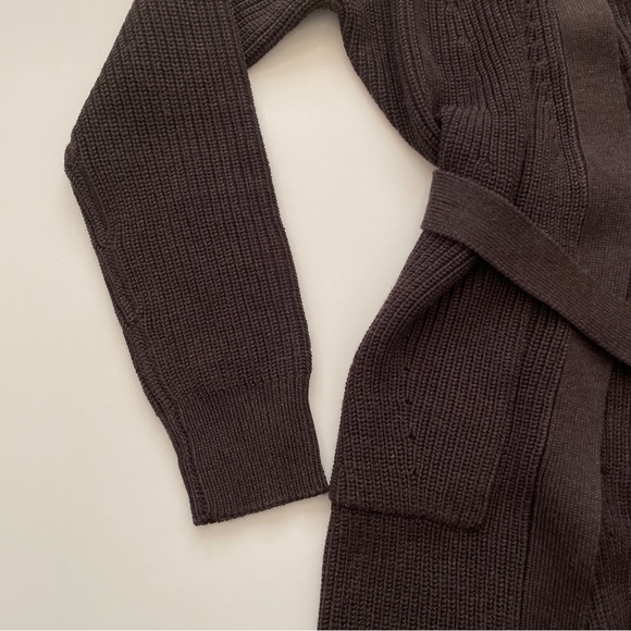 Athleta Scenic Wrap Cardigan Sweater Size XS Walnut Brown Cozy Long Merino Wool - Picture 8 of 10